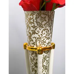 Groove and Grains 2Pcs White Floral Printed Cone-Shaped Flower Vases-image-78