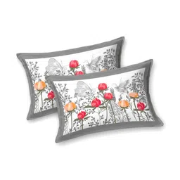 BED-SHEET.COM White & Grey Floral Printed Cotton 260 TC King Bedsheet Set 2.74 m x 2.74 m image 2