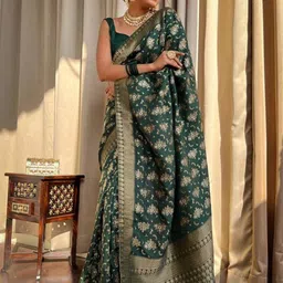 Shriyangan Ethnic Motifs Woven Design Zari Pure Silk Kanjeevaram Saree image 5