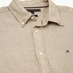 Tommy Hilfiger Men Button-Down Collar Solid Linen Casual Shirt image 5