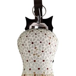 Devansh Beige & Maroon Textured Wooden Bell Shaped Wall Lamp-image-35