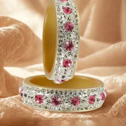 Vidhya Kangan Set Of 2 Gold-Plated & White Artificial Stones Bangles image 4