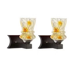 Somil Premium Designer Glass Wall / Night Lamp Elegant & Stylish Dcor Accent for Modern Interiors, color- Yellow, White, Black, Size:- 17.5 X 25 X 25.5 CM-image-43