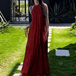 StyleCast Women Halter Neck Sleeveless Tiered A-Line Maxi Dress-picture-31