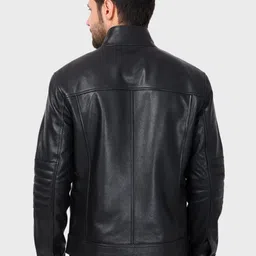 Justanned Men Leather Biker Jacket image 3