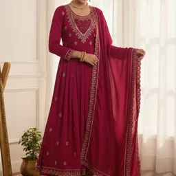 KRISHNA KURTIES Women Ethnic Motifs Embroidered Panelled Thread Work Kurta with Trousers & With Dupatta image 5