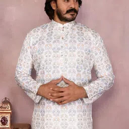 SINGH COLLECTION Men Ethnic Motifs Printed Regular Pure Cotton Kurta with Pyjamas image 2