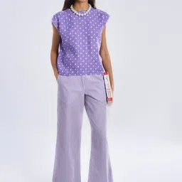 Terra Luna Women Striped Loose Fit Trousers-image-25