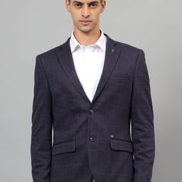 Cantabil Checked Notched Lapel Slim Fit Single Breasted Blazer-picture-48