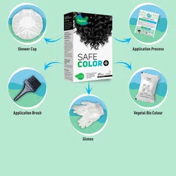 Vegetal Set Of 2 Safe Color + Hair Coloring Treatment - 50 g Each - Soft Black image 2