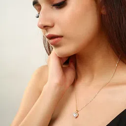 MINJI AND CO. Gold-Plated Cubic Zirconia Studded Heart Shaped Pendant With Chain-picture-40