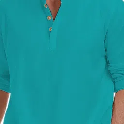 APEKTRA Mandarin Collar Roll-Up Sleeves Straight Short Kurta image 4