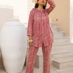 HERE&NOW Striped Straight Kurta With Trouser image 3