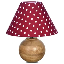 Homesake Red Printed Wood Traditional Bell Shaped Table Lamp with Bulb image 2