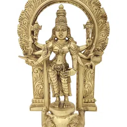 Exotic India Gold-Toned Standing Ashtabhujadharini Durga Religious Idol Showpiece-image-48