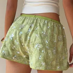 LULU & SKY Women Floral Embellished Low-Rise Short image 4