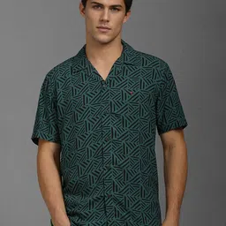 Louis Philippe Jeans Men Cuban Collar Geometric Printed Slim Fit Casual Shirt-picture-35