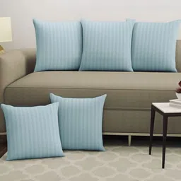 WISE HOME Blue Set of 5 Striped Rectangle Cushion Covers image 3