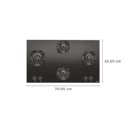 Elica CLASSIC AB MFC 4B 70 MT Glass Top 4 Burner Automatic Electric Hob (Round Metallic Knob, Black) image 2