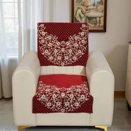 Furnishing Hut Maroon & Maroon Embroidered 2 Piece Sofa Cover-picture-41