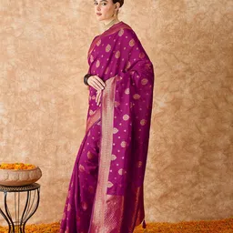 Sangria Woven Design Banarasi Saree With Blouse Piece image 2