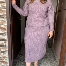 Sdc Collections Self Design Round Neck Top & Skirt Co-Ords-picture-14