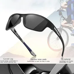 LEGEND EYEWEAR Unisex Black Lens & Black Square Sunglasses with image 2