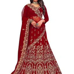 Maroosh Embellished Thread Work Unstitched Lehenga & Blouse With Dupatta-picture-35