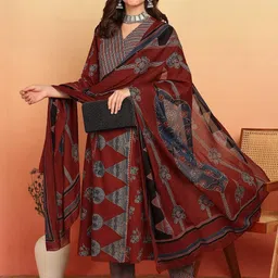 KALINI Women Maroon Pure Cotton Kurta Sets-picture-28