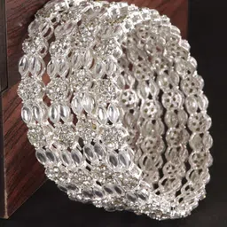 NMII Set Of 4 Kundan Studded Ethnic Antique Bangles-image-41