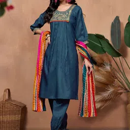 KALINI Women Ethnic Motifs Yoke Design Regular Sequinned Kurta with Salwar & With Dupatta-picture-29