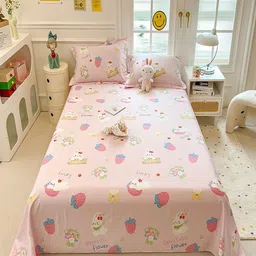 JC HOME Pink & White Printed Cotton 220 TC Queen Size Bedsheet Set 1.80 m x 2.30 m-picture-30