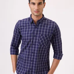Raymond Men Checked Pure Cotton spread Collar Shirt-picture-32