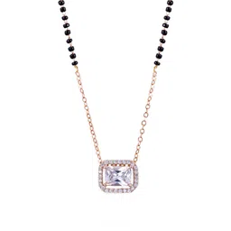SWASHAA Rose Gold-Plated Stainless Steel Stone Studded & Beaded Mangalsutra image 2