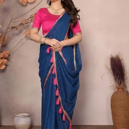 KALINI Polka Dot Sequinned Poly Georgette Saree-image-57