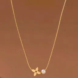 Designs & You Gold-Plated Stainless Steel Pearls Beaded Minimal Necklace image 3