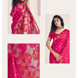 CANIZZARO Woven Design Zari Silk Blend Banarasi Saree image 5