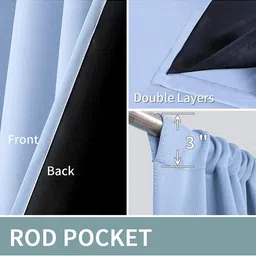 BFAM Blue Set of 2 Black Out Long Door Curtain image 5
