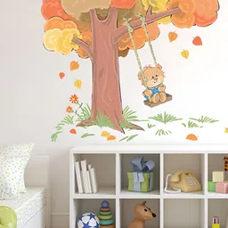 LANSTICK Yellow & Green Teddy With Tree Splash-Proof Eco-FriendlyWallpaper image 3