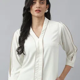 Latin Quarters Women V-Neck Regular Top-picture-27