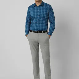 Van Heusen Men Slim Fit Spread Collar Tartan Checked Cotton Formal Shirt image 4