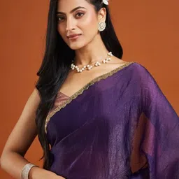 LOROFY Beads and Stones Satin Patola Saree image 3