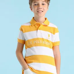 U.S. Polo Assn. Kids Boys Striped Polo Collar Cotton Regular Fit T-shirt-picture-34