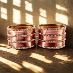 Vidhya Kangan Set Of 32 Gold-Plated Stone-Studded Bangles image 3
