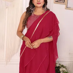 PATLANI STYLE Ready To Wear Ruffle Style Saree With Sequence Blouse Piece image 4