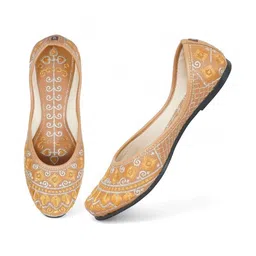 Anouk Women Woven Design Round Toe Mojaris Flats With Ethnic - Embellished image 4