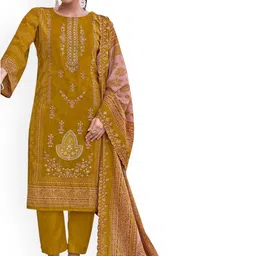 DRAVINAM Trends Floral Embroidered Thread Work Pure Cotton Unstitched Dress Material-picture-32