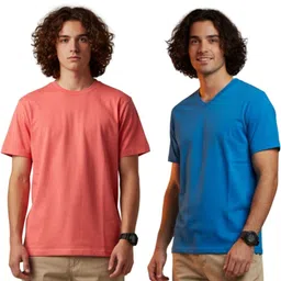 OUTLAWS Men Pack of 2 V-Neck Bio Finish T-shirt image 1