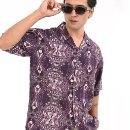 Estilocus Men Standard Oversized Fit Ethnic Motifs Printed Cotton Casual Shirt-image-99