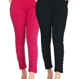 SAJATA Women Black Cotton Casual Cigarette Trousers-picture-43